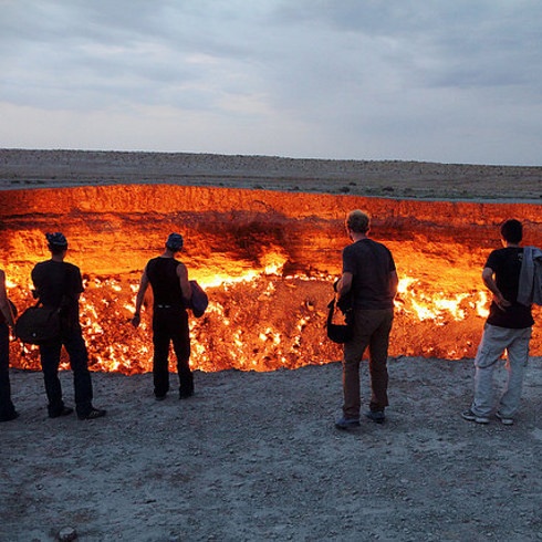 La Puerta al Infierno en la Provincia de Ahal, Turkmenistán.