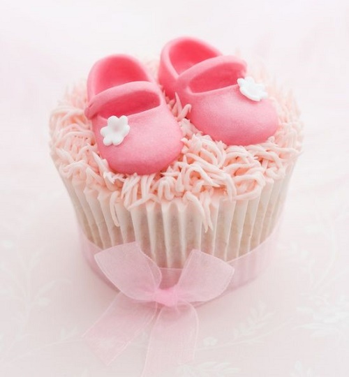 Pink cupcake decorated for a little girl