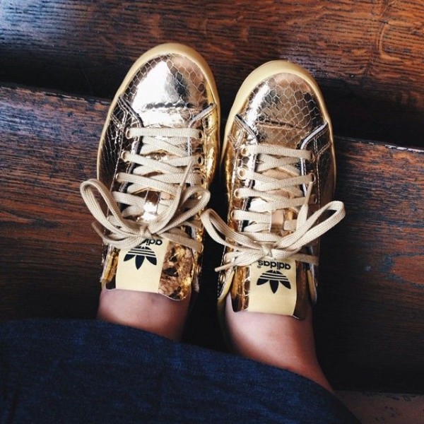 gold sneakers