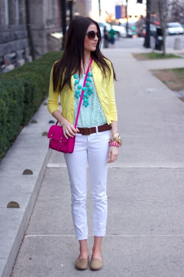 jeans blancos colores brillantes