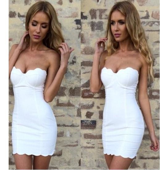 vestido strapless blanco