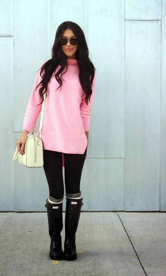 negro y rosa outfit con botas