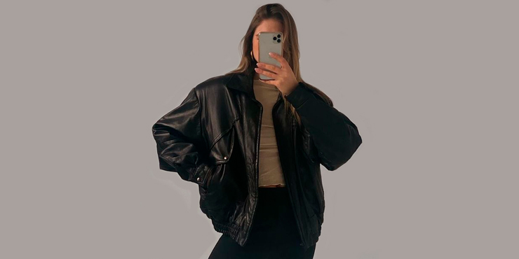 Ideas para usar una chamarra de piel oversized