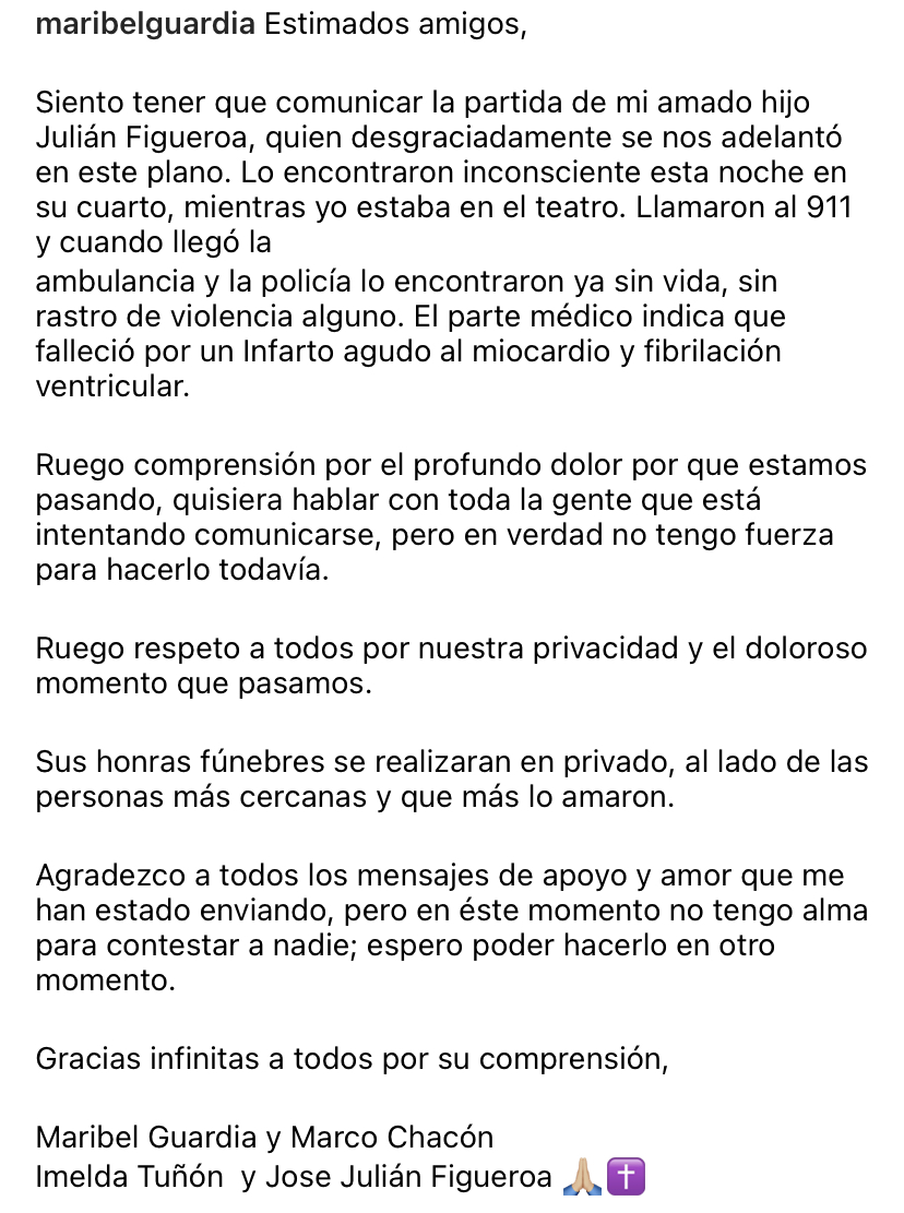 Hallan sin vida a Julián Figueroa hijo de Maribel Guardia Es la Moda